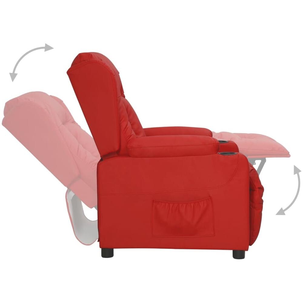 Poltrona Reclinabile Rosso Vino In Similpelle - Foto 3