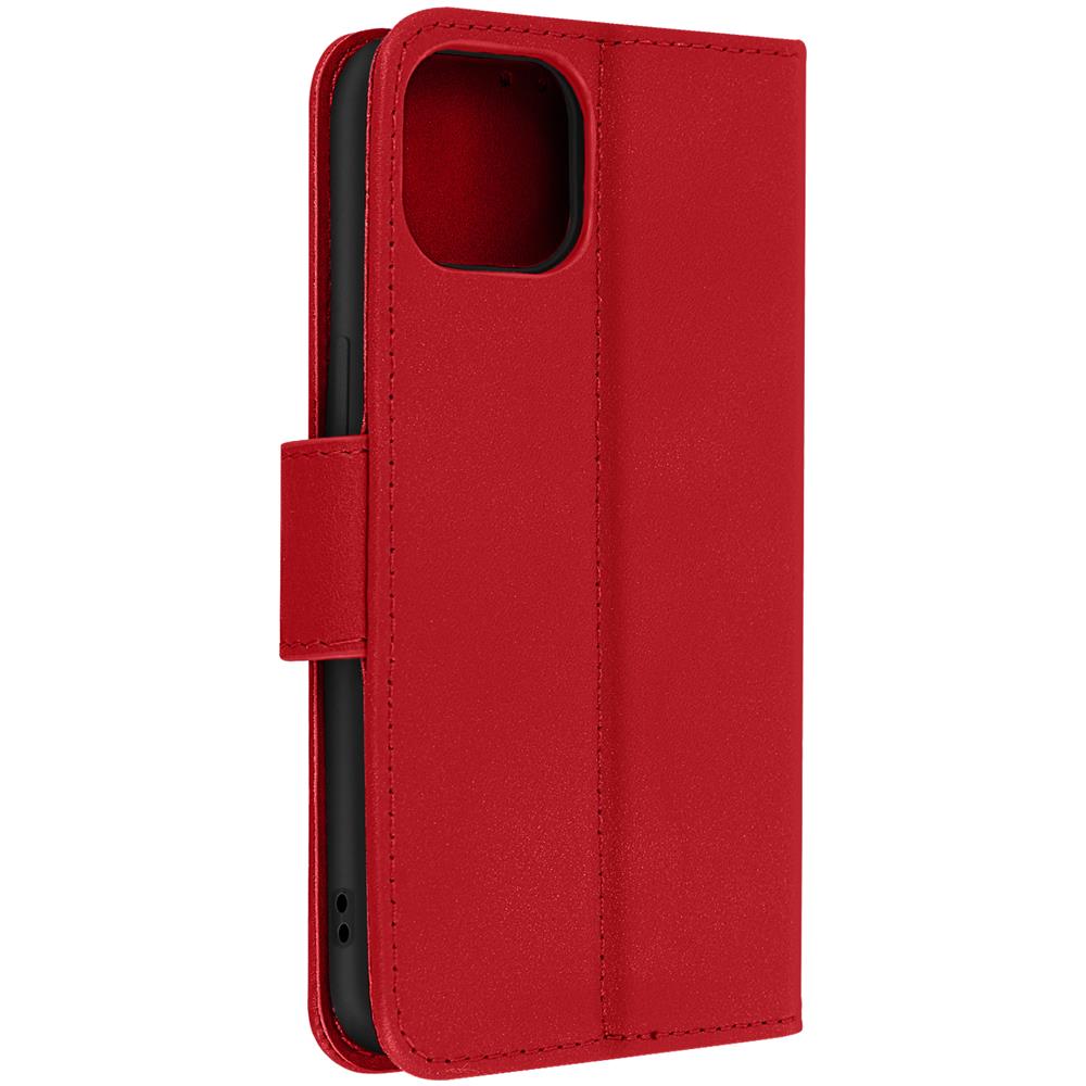 Custodia Vera Pelle Per Iphone 13 Mini Portacarte E Supporto Video Rossa - Foto 5
