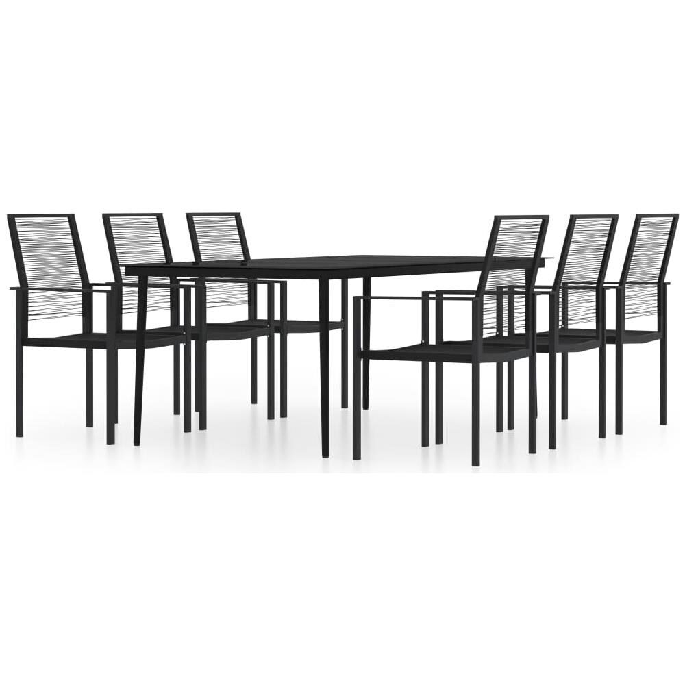 Set Mobili Da Pranzo Da Giardino 7 Pz Nero - Foto 2