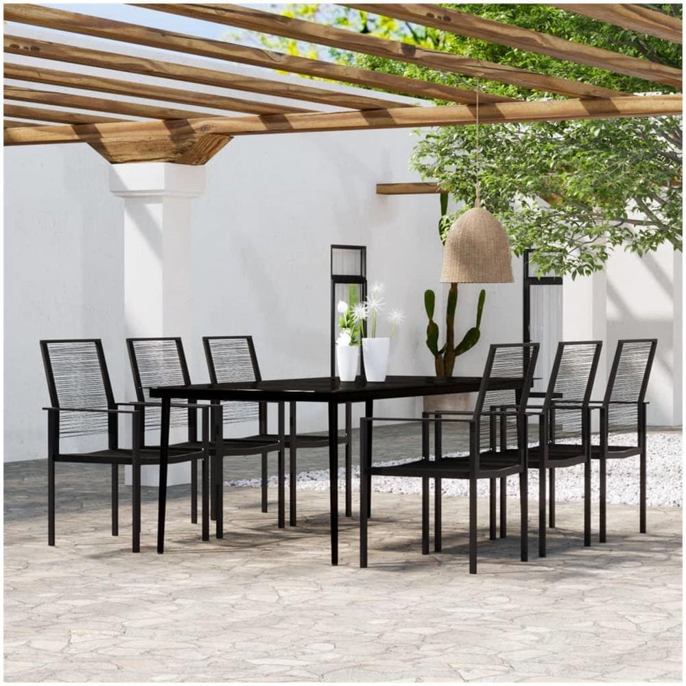 Set Mobili Da Pranzo Da Giardino 7 Pz Nero - Foto 1