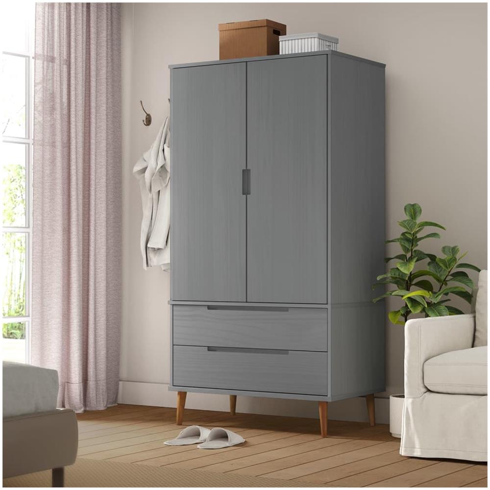 Armadio Grigio 90x55x175 Cm In Legno Massello Di Pino - Foto 1