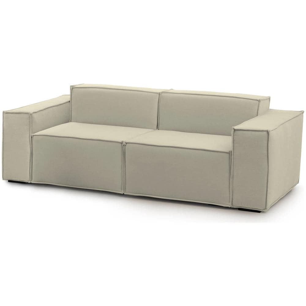 Divano Fisso Paola, Divano Componibile A 2 Posti Lineare, 100% Made In Italy, Sofà Moderno Da Soggiorno In Tessuto, Cm 220x95h70, Beige - Foto 2