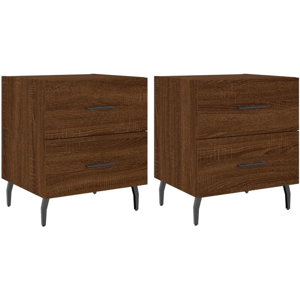 Comodini 2 Pz Rovere Marrone 40x35x47,5 Cm In Legno Multistrato - Foto 2