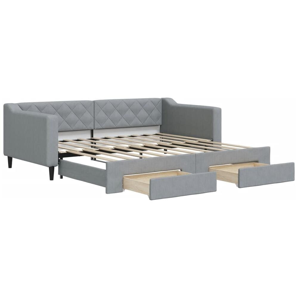 Divano Letto Estraibile Cassetti Grigio Chiaro 90x190cm Tessuto - Foto 1