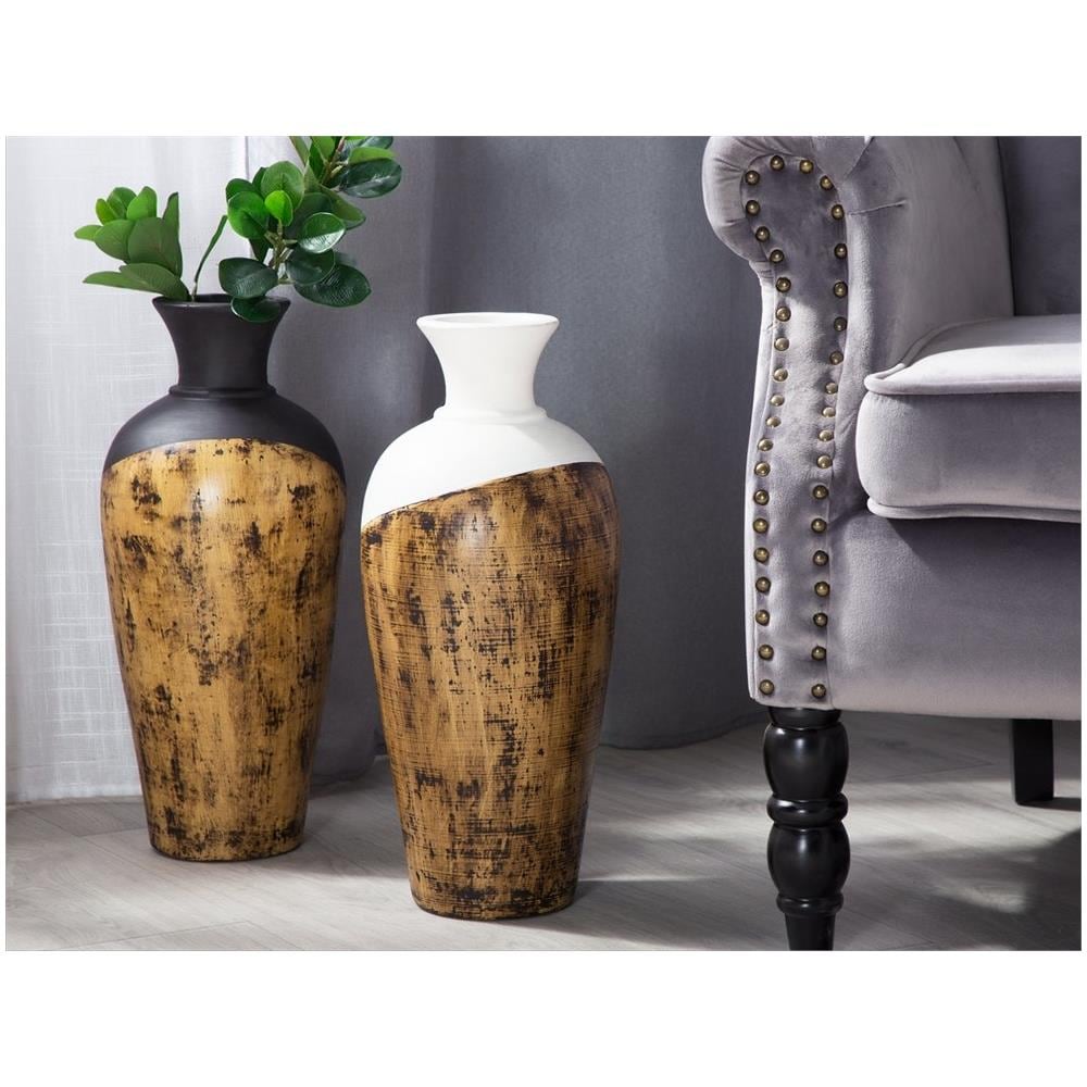 Vaso Da Fiori Bianco E Marrone Bona - Foto 1