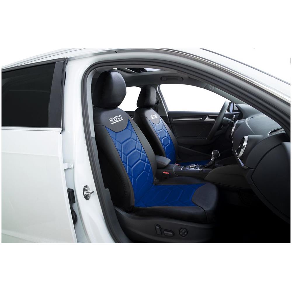 Set Completo Spc1016 Coprisedili Per Auto Universali Nero /blu Nido D'ape - Foto 3