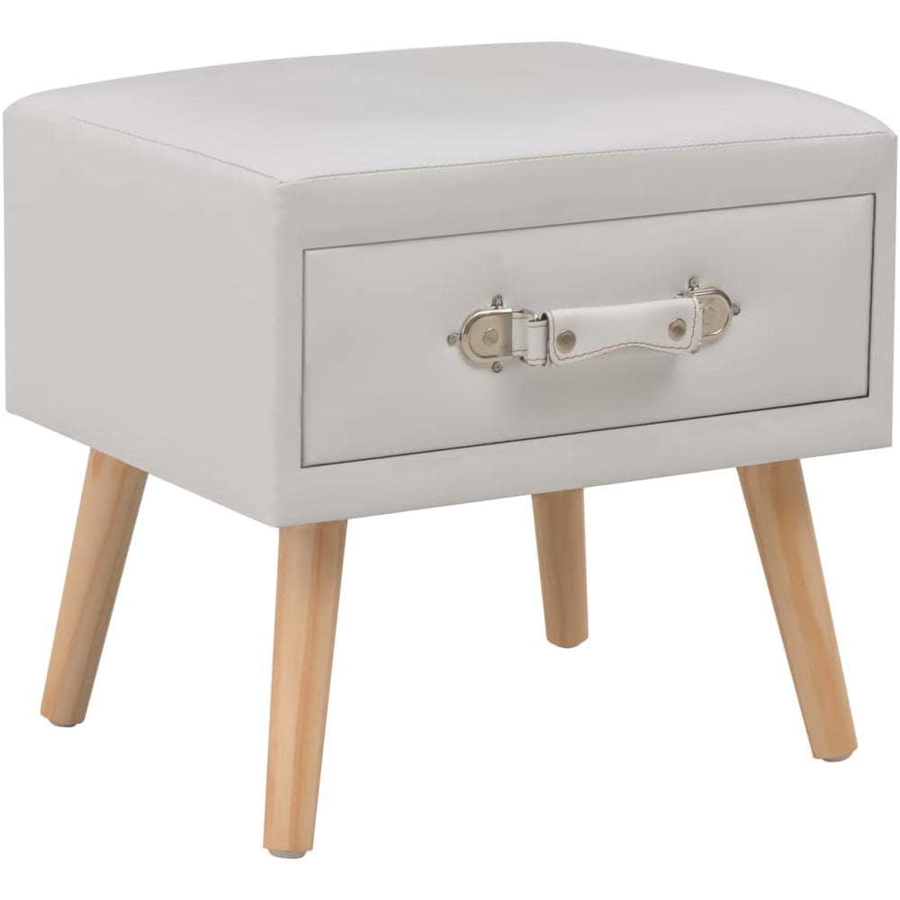 Comodino Bianco 40x35x40 Cm In Similpelle - Foto 1