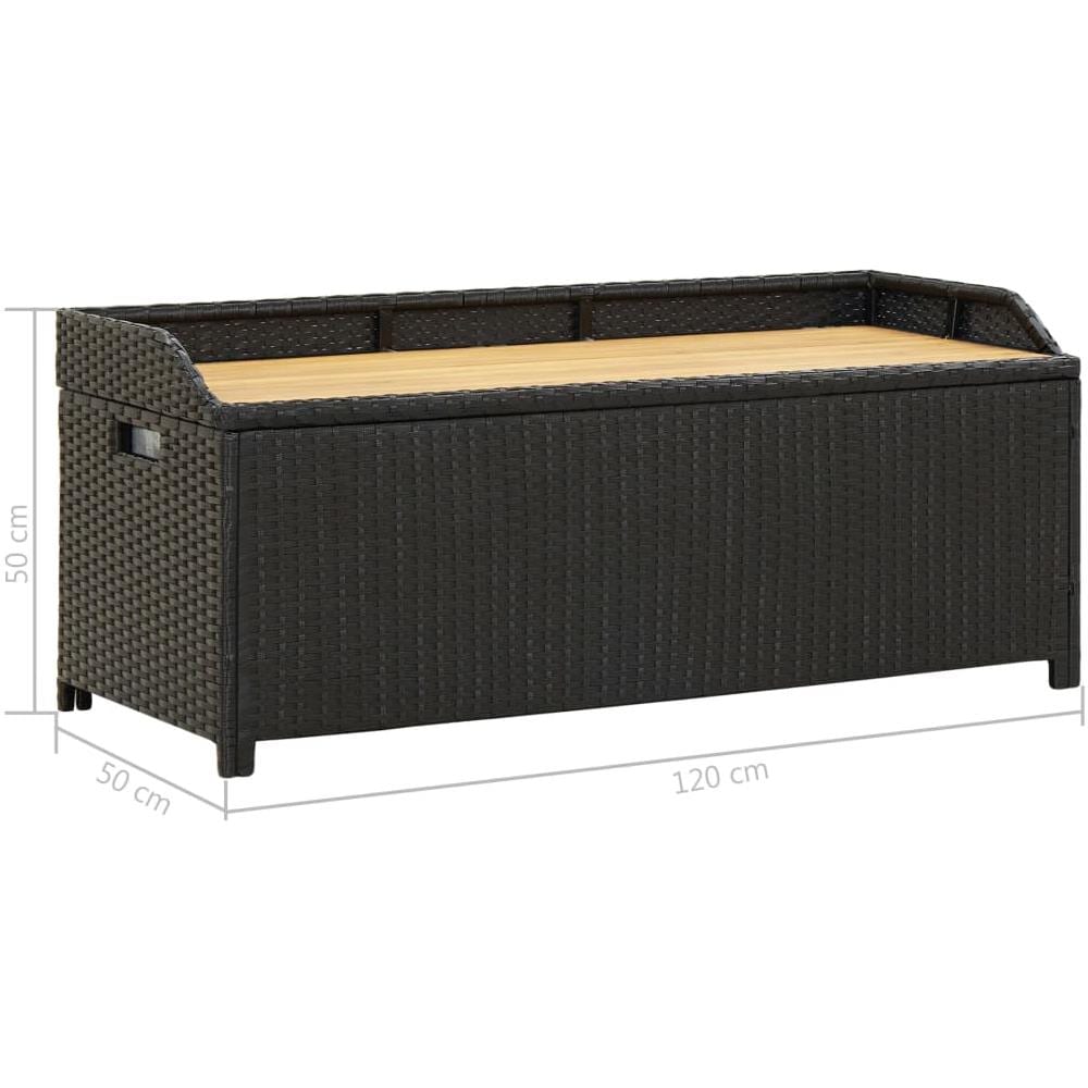 Panca Da Giardino Con Vano Portaoggetti 120 Cm Polyrattan Nera - Foto 8