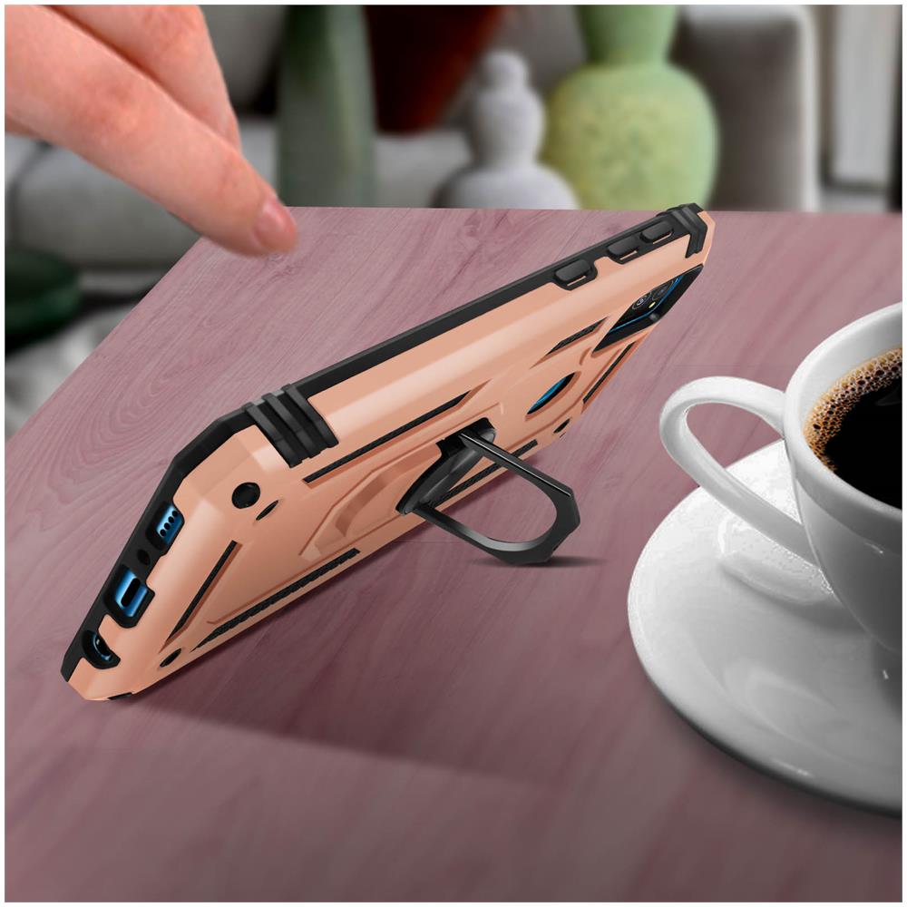 Cover Samsung Galaxy M30s Bi-materia Anello Magnetico Stand Rosa Gold - Foto 2