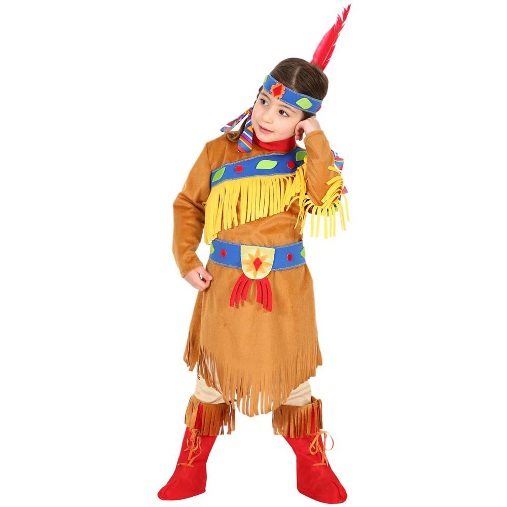 Costume Pocahontas Di Pegasus Vestito Carnevale Made In Italy 4/5 Anni - Foto 1