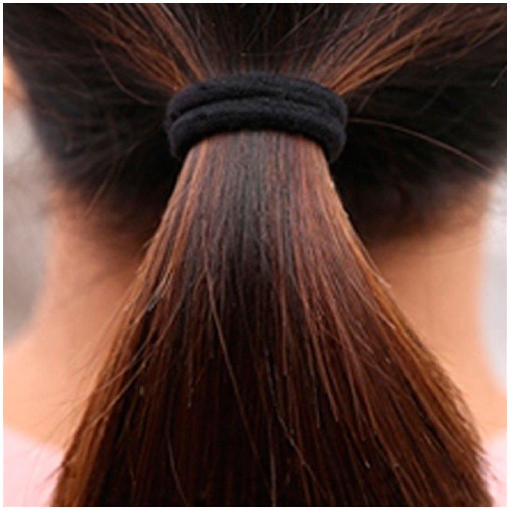 H S 100 Capelli Elastici 4mm Legami Dei Capelli Bobbles Elastici Hairbands Coda Di Cavallo Supporti Nessun Metallo Per Le Donne Ragazze Bambino Uomo Folti Capelli Neri - Foto 1