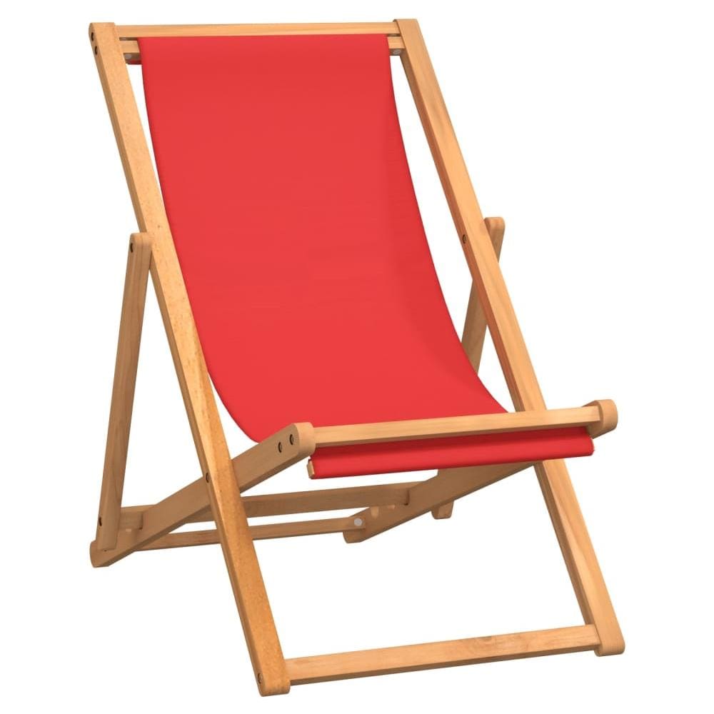 Sedia da Spiaggia Pieghevole in Legno Massello di Teak Rossa - Foto 1