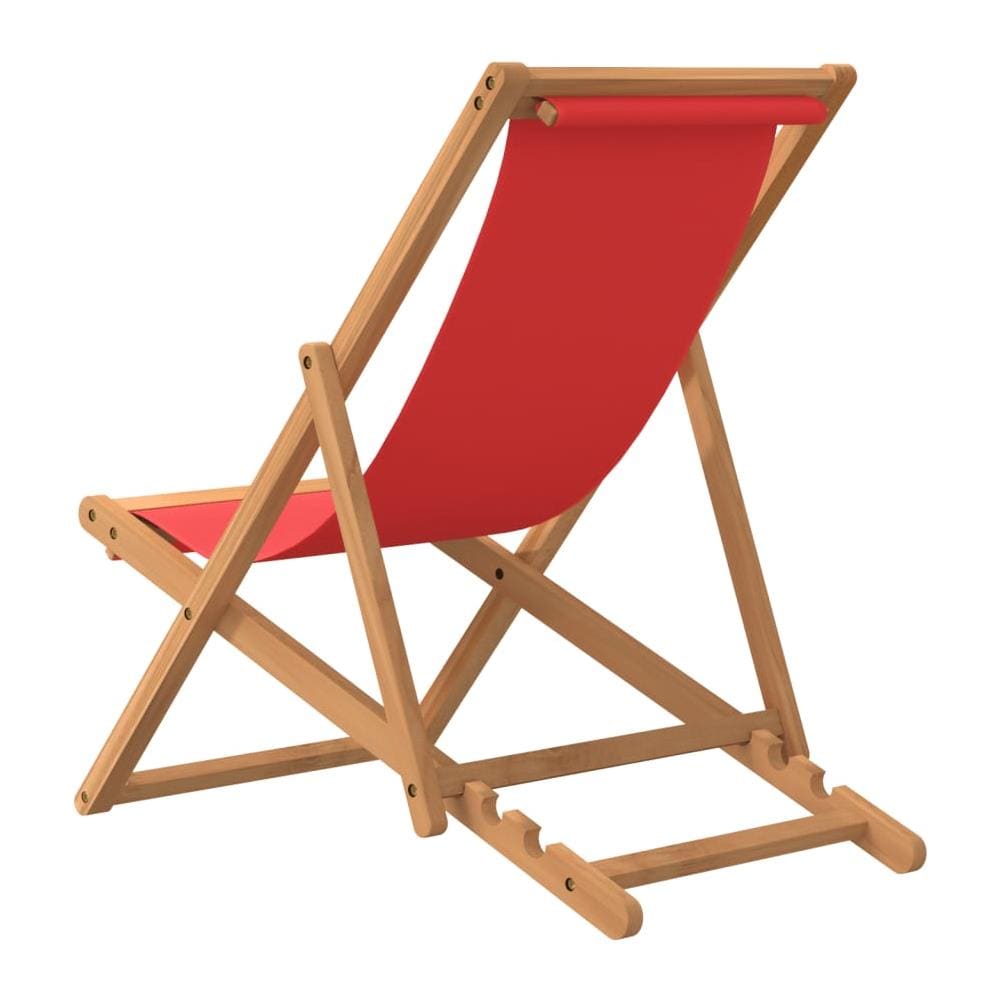 Sedia da Spiaggia Pieghevole in Legno Massello di Teak Rossa - Foto 7