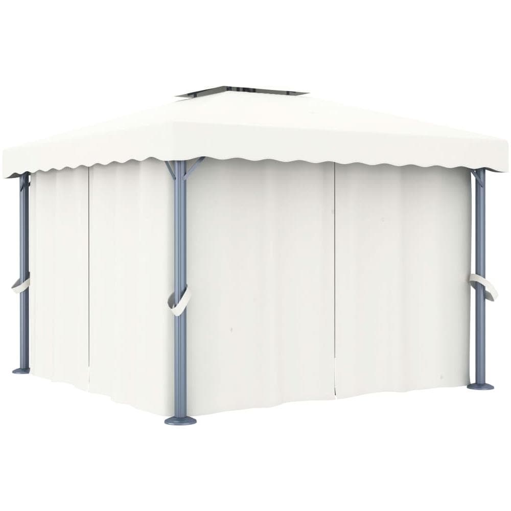 Gazebo con Tende e Stringa di Luci LED 3x3 m Bianco Crema - Foto 3