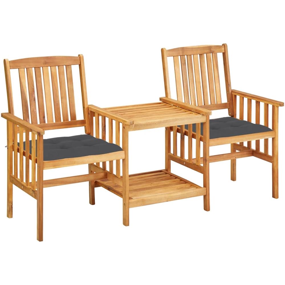 Sedie da Giardino con Cuscini e Tavolino in Massello di Acacia - Foto 1