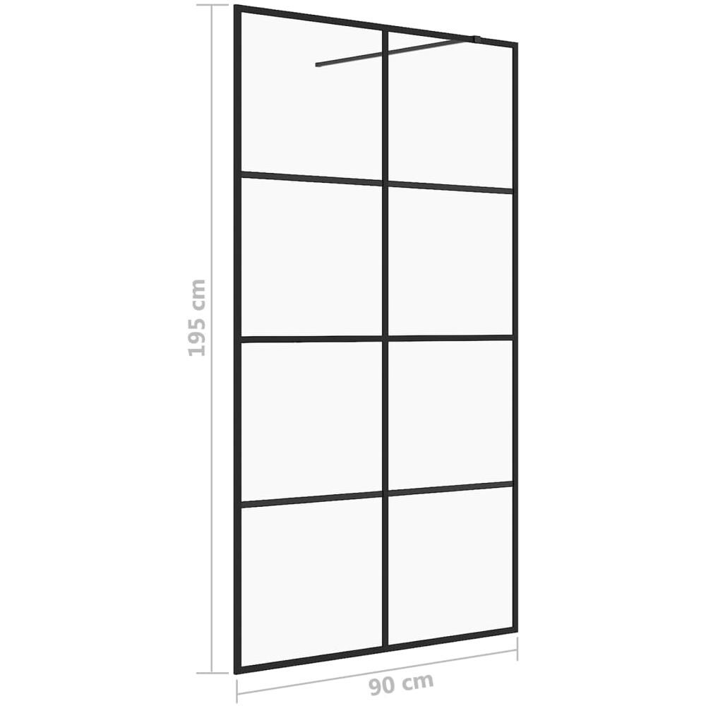 Parete per Doccia Walk-in Vetro Trasparente ESG 90x195 cm Nera - Foto 4