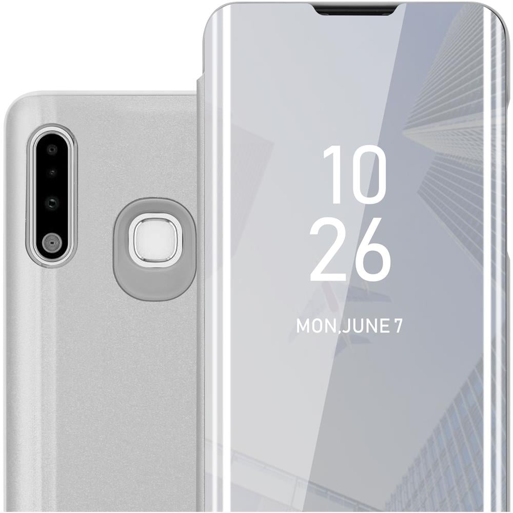 Custodia Compatibile Con Samsung Galaxy A70e In Agata Argento - Clear View Specchio Coperchio Protettivo Con Funzione Di Supporto Protezione A 360 Gradi - Foto 1