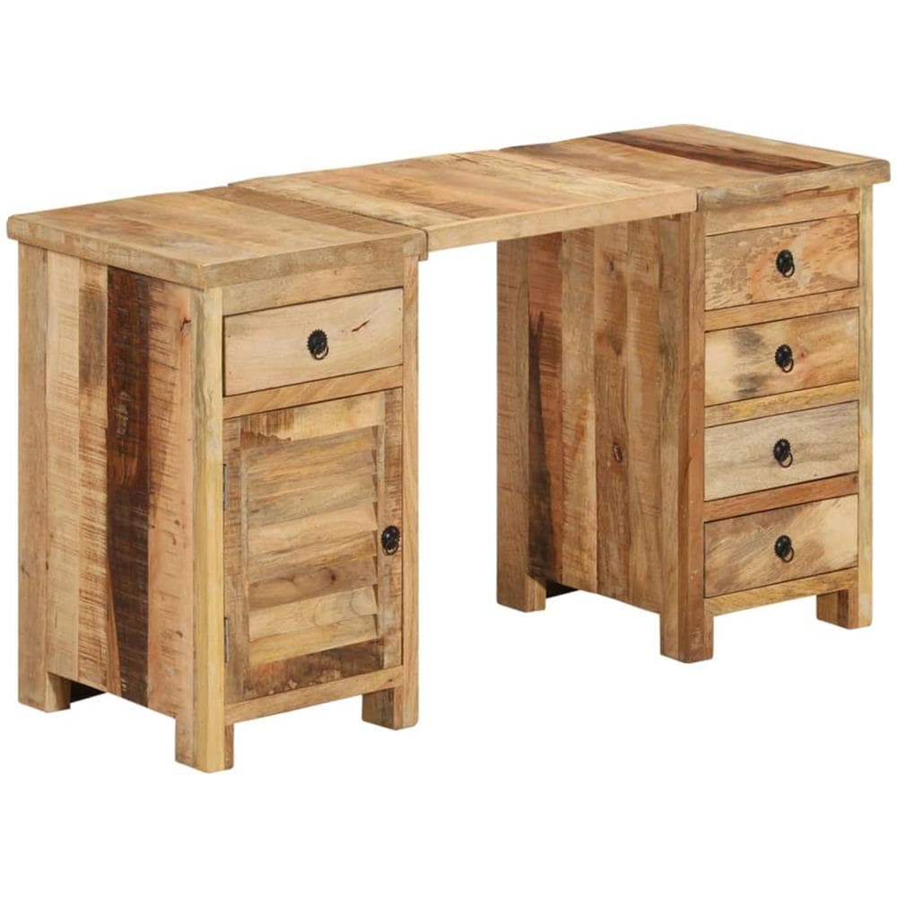 Scrivania A Colonna In Legno Massello Di Mango 140x50x77 Cm - Foto 1