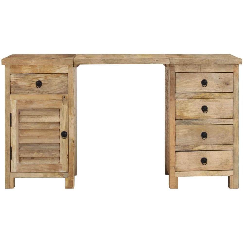 Scrivania A Colonna In Legno Massello Di Mango 140x50x77 Cm - Foto 2