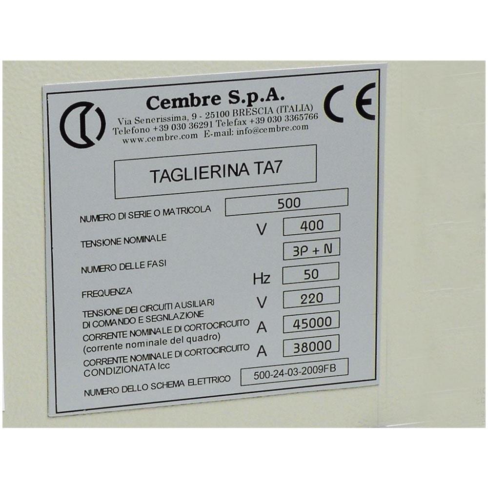 Targa Quadro Mg-vrt-a Ad. bianca Pvc 92x118 - Cembre 88913 - Foto 1