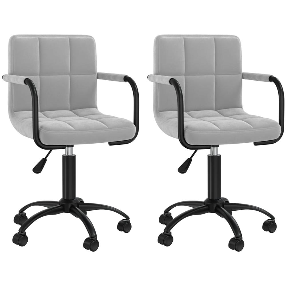 Sedie Da Pranzo Girevoli 2 Pz Grigio Chiaro In Velluto - Foto 2