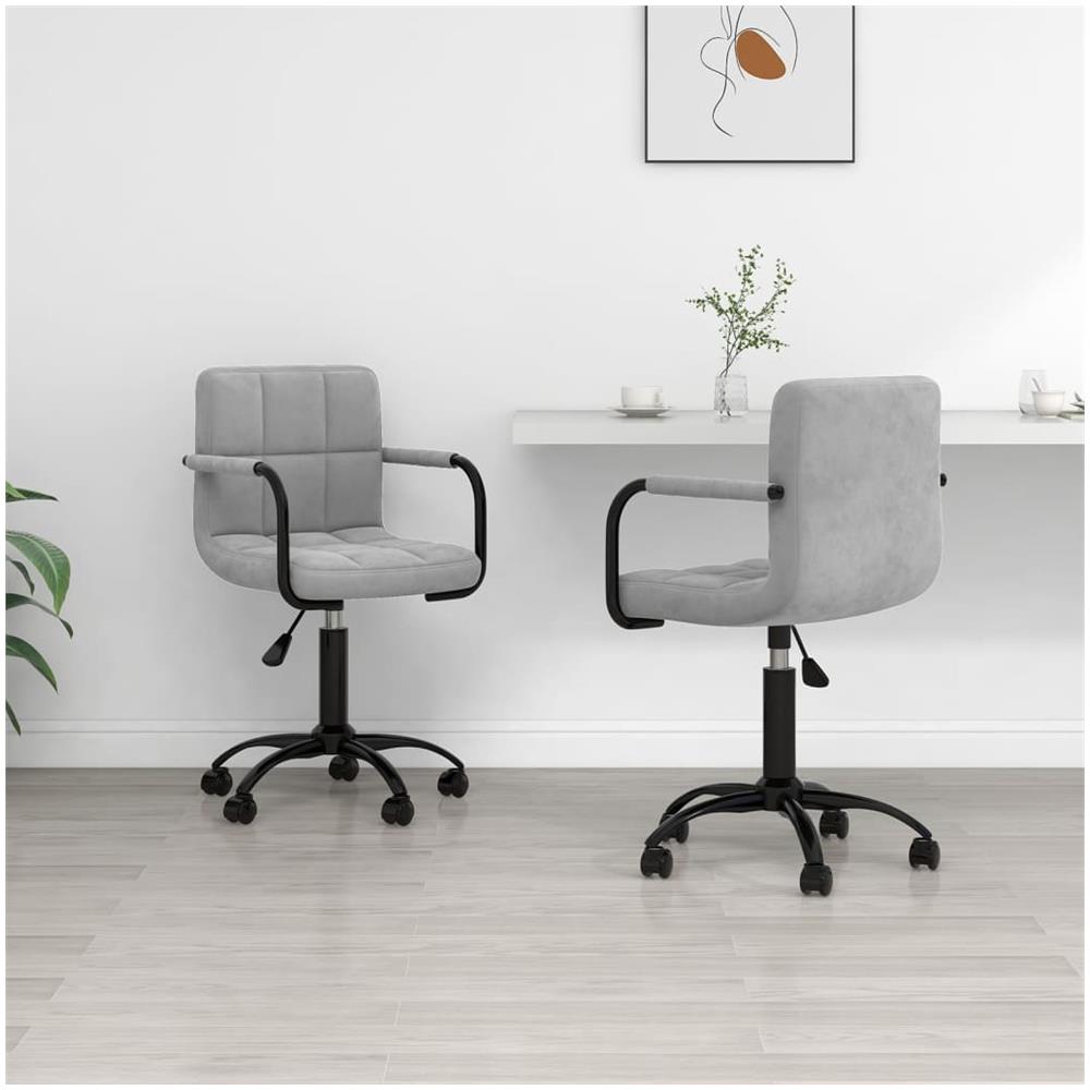 Sedie Da Pranzo Girevoli 2 Pz Grigio Chiaro In Velluto - Foto 1