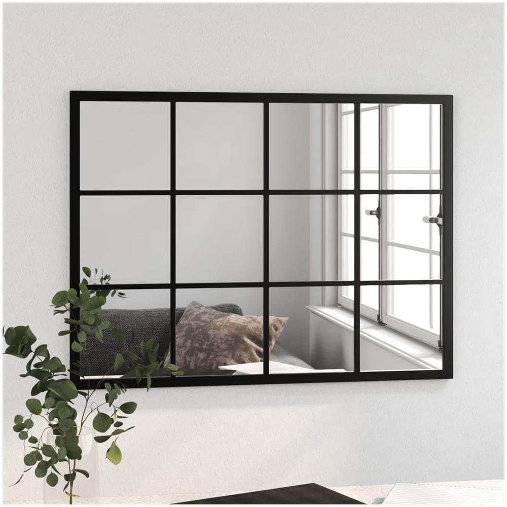 Specchio Da Parete Nero 80x60 Cm Metallo - Foto 2