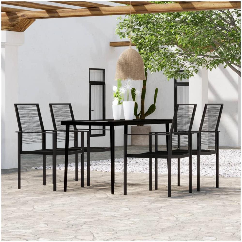 Set Mobili Da Pranzo Per Giardino 5 Pz Nero - Foto 1