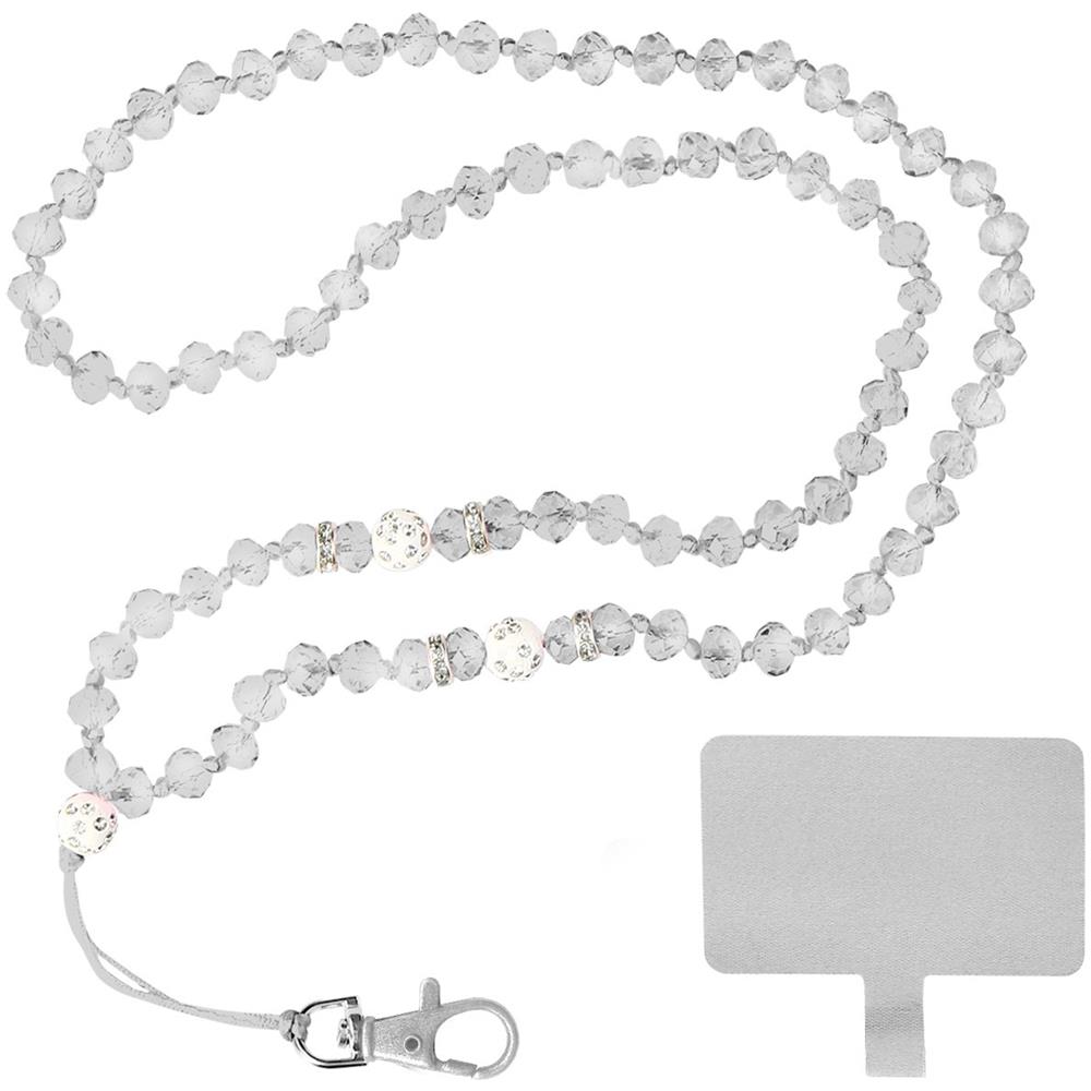Collana Universale Per Smartphone Con Perline Lunghezza 74 Cm Bianco - Foto 2