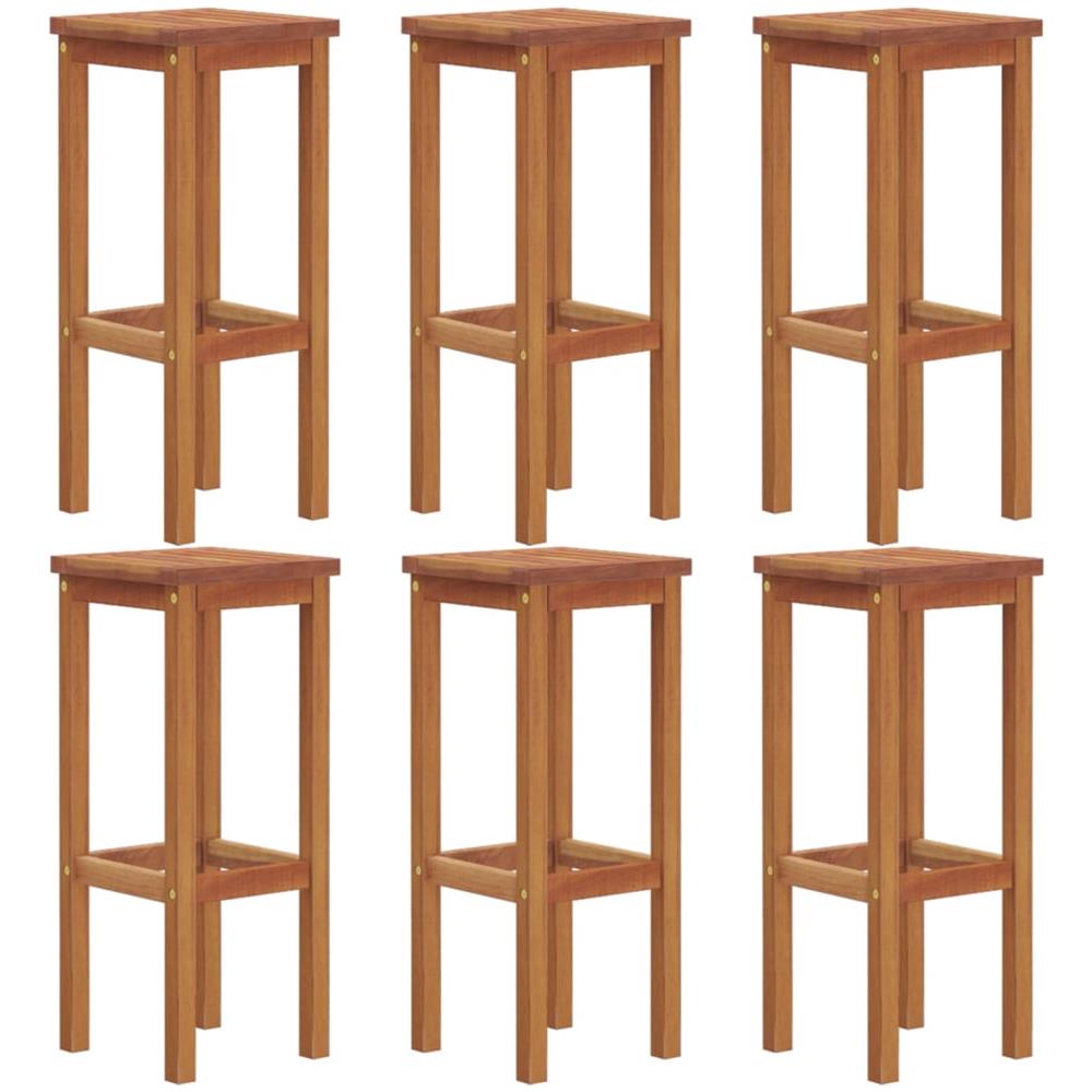 Sgabelli Da Bar 6 Pz In Legno Massello Di Acacia - Foto 2