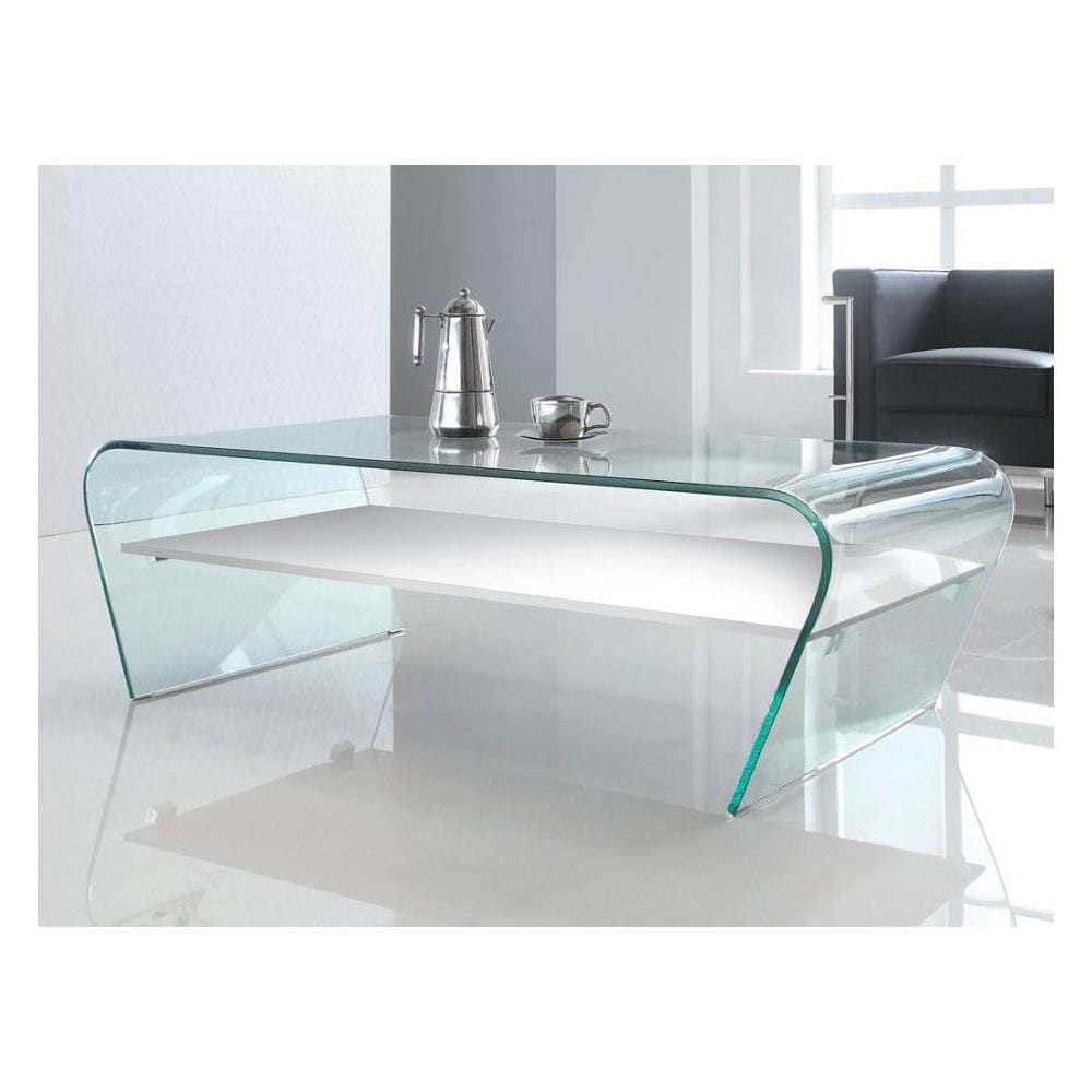 Tavolino da Caffè 110cm Bianco/Acero Rettangolare Basso da Soggiorno