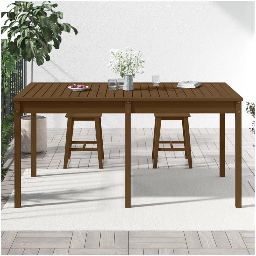 Tavolo Da Giardino Miele 159,5x82,5x76cm Legno Massello Di Pino - Foto 2