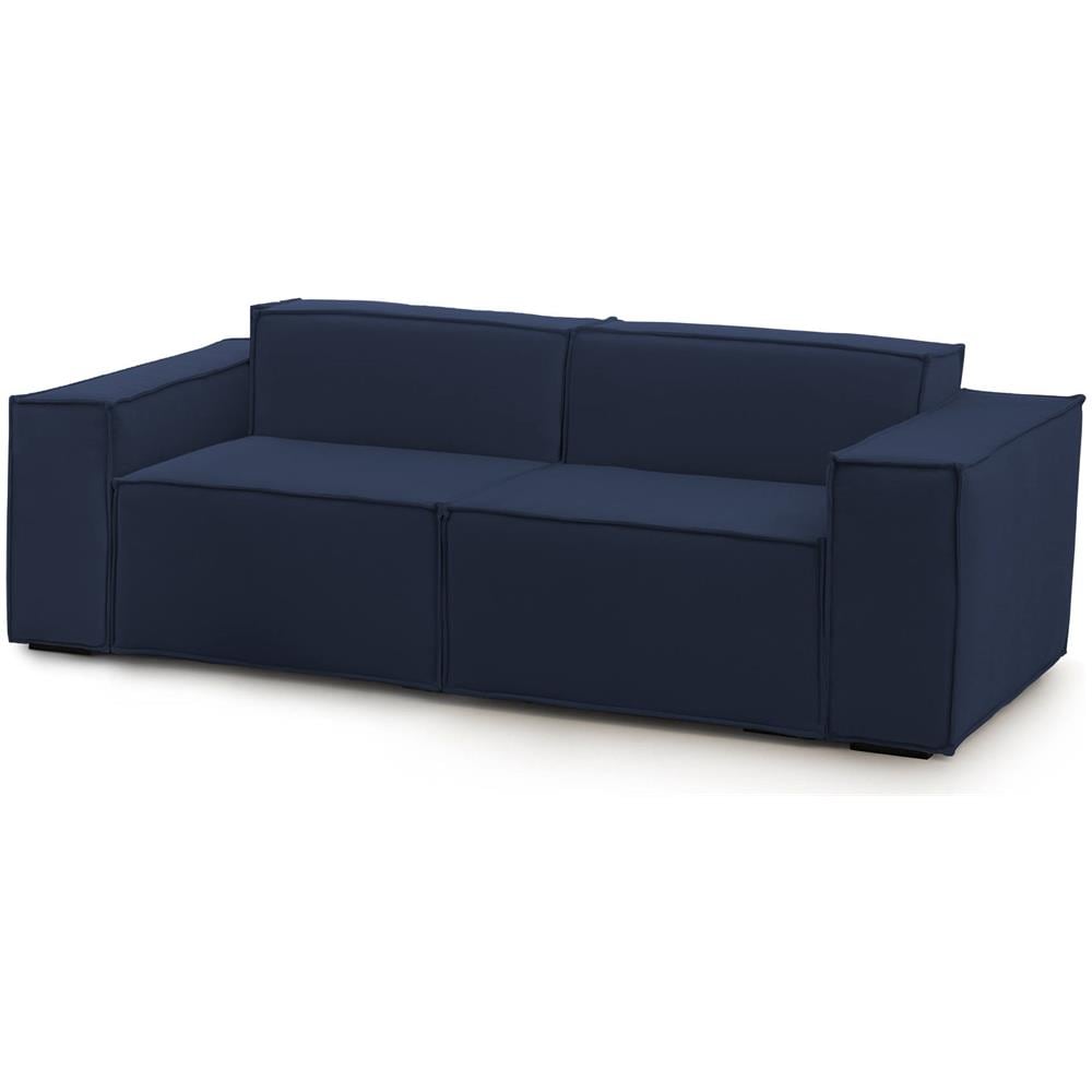 Divano Fisso Paola, Divano Componibile A 2 Posti Lineare, 100% Made In Italy, Sofà Moderno Da Soggiorno In Tessuto, Cm 220x95h70, Blu - Foto 2