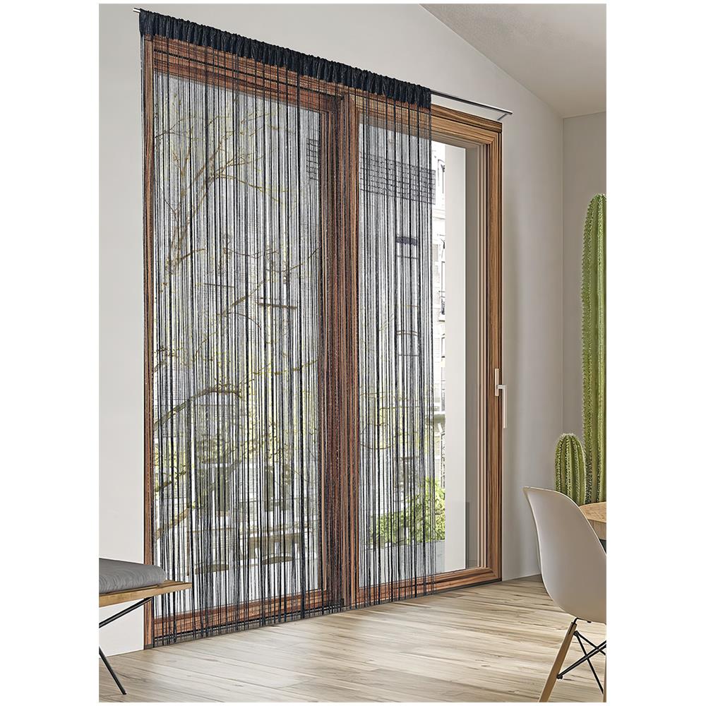 Tenda Antimosca Antirumore Caduta Pannello Porta Finestra Casa Multistring Silver 140x290 Nero - Foto 1