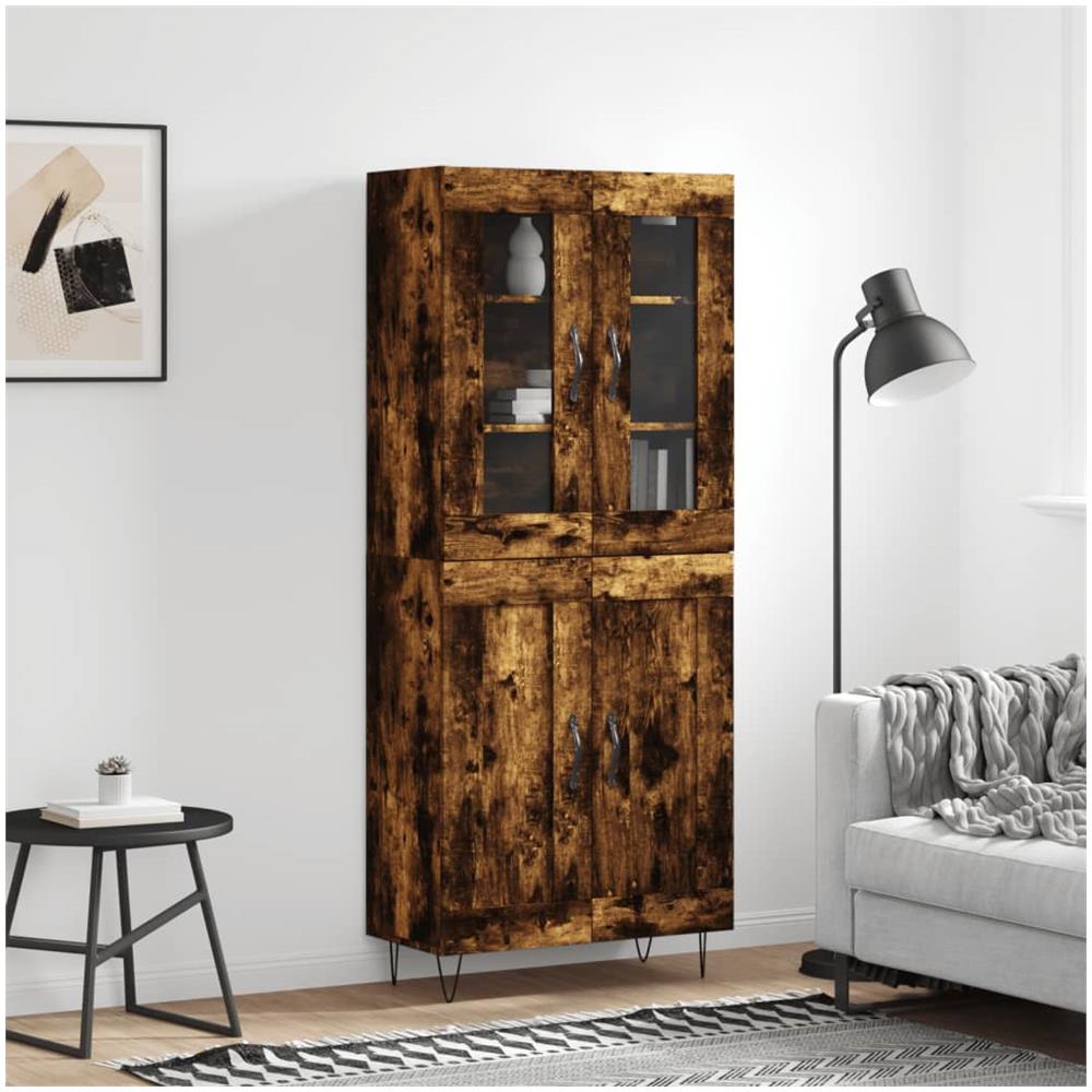 Credenza Rovere Fumo 69,5x34x180 Cm In Legno Multistrato - Foto 1