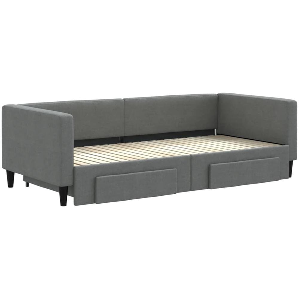Divano Letto Estraibile Cassetti Grigio Scuro 90x200cm Tessuto - Foto 2