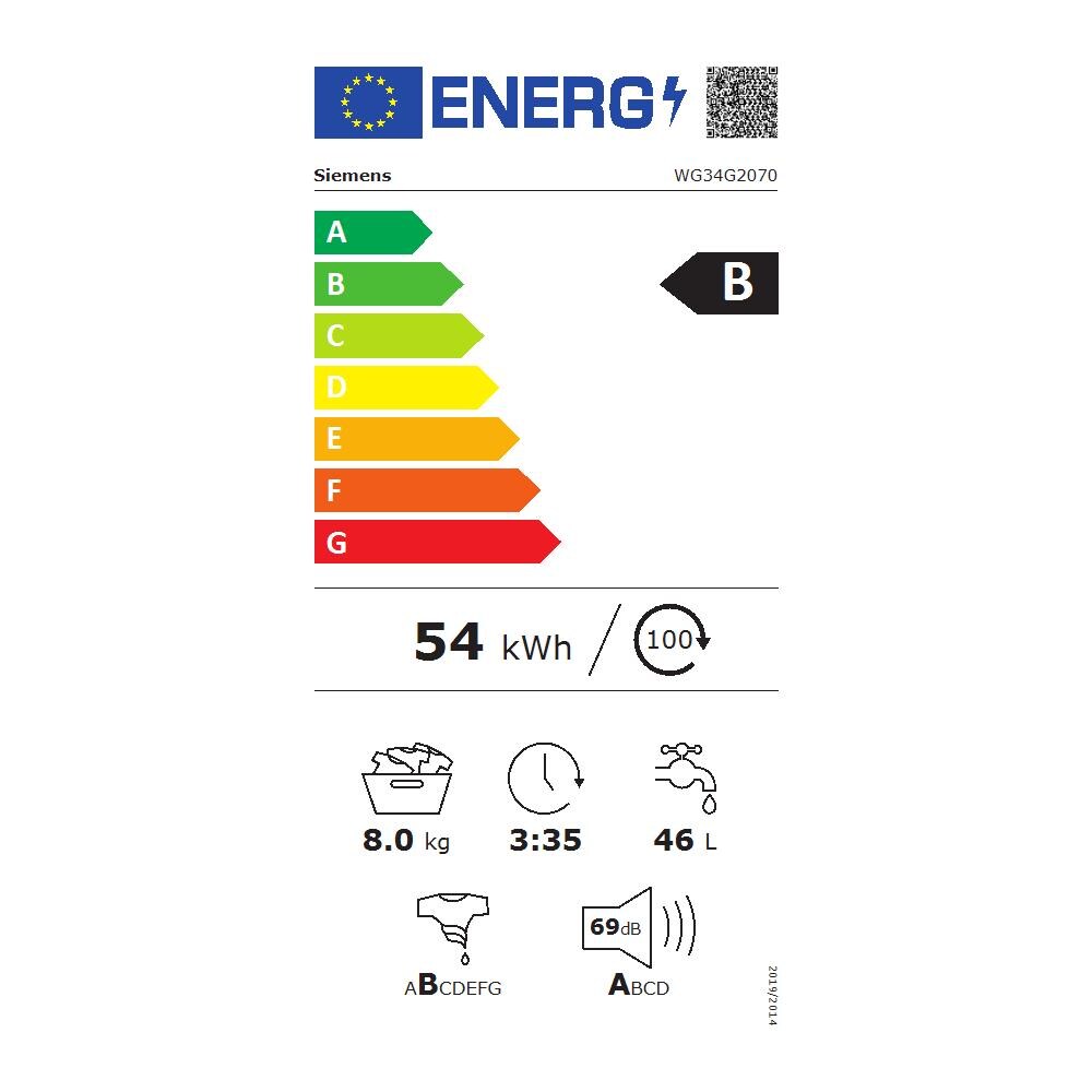 iQ500 WG34G2070 lavatrice Caricamento frontale 8 kg 1400 Giri /min Bianco - Foto 2