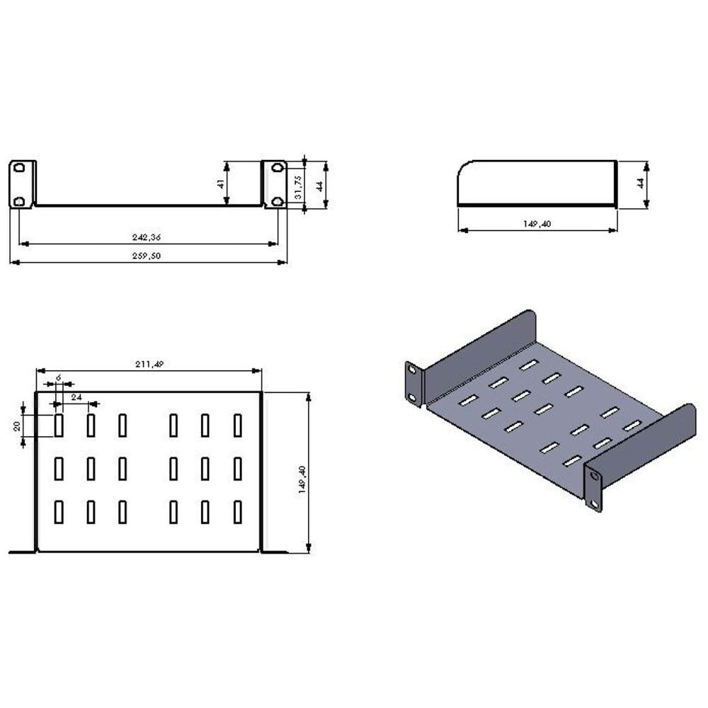 I-CASE M10-TRAY - Mensola per Armadio Rack 10'' Grigio - Foto 2