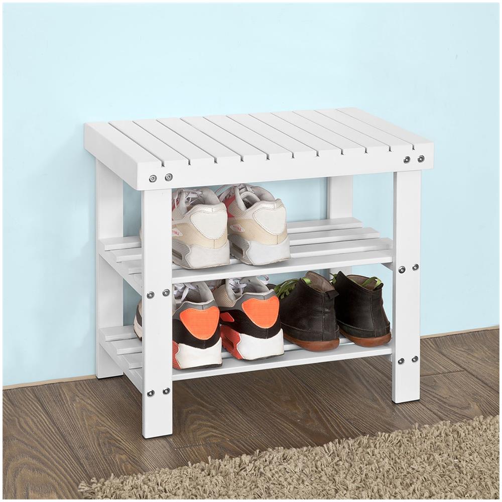 Scarpiera, Portascarpe, Panca Da Bagno, Bianco, Fsr02-k-w - Foto 1