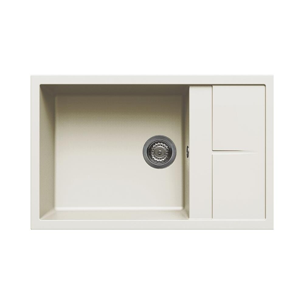 Lavello Unico 310 Granitek 78x50 cm 1 vasca con gocciolatoio Colore Bianco Antico 62 - Foto 1