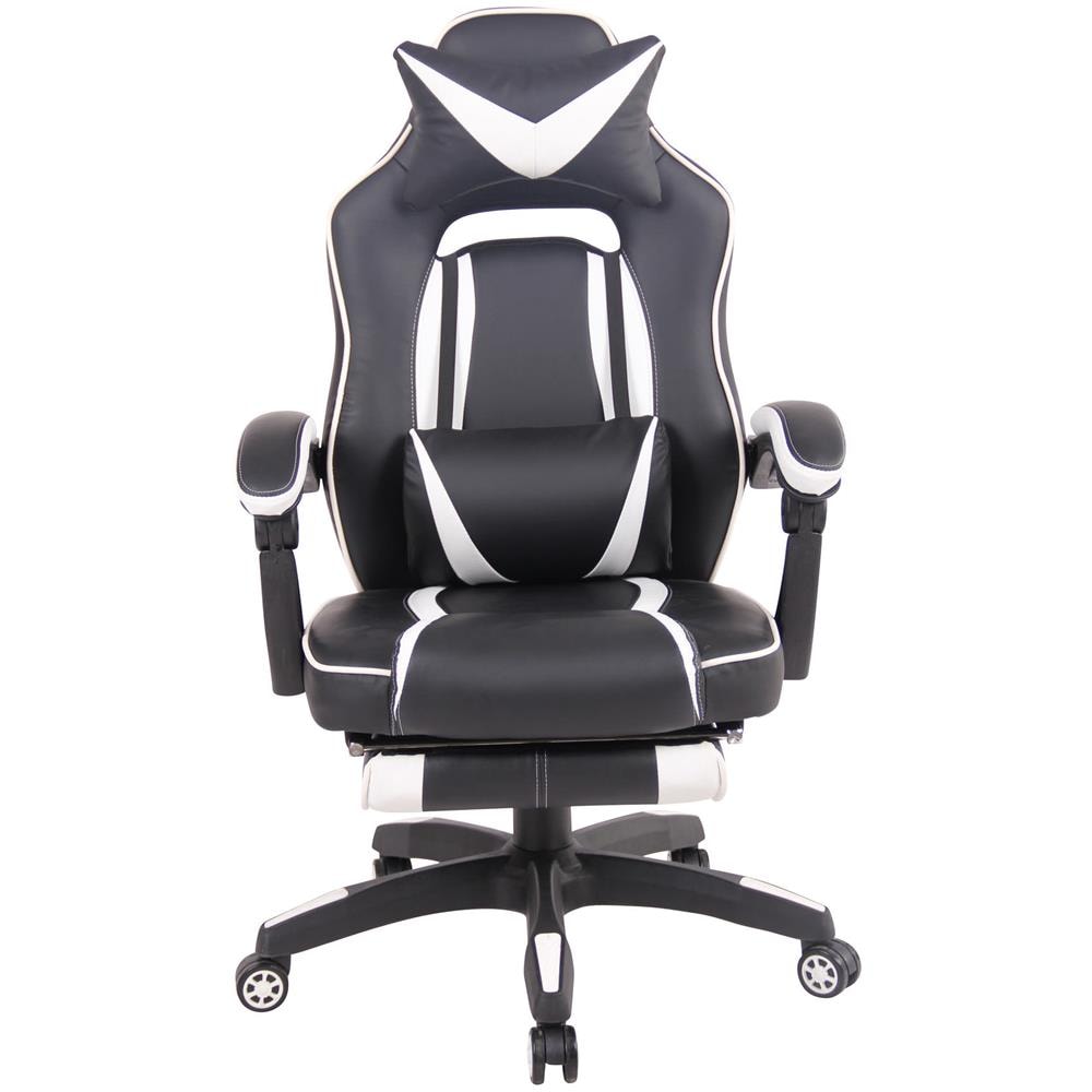 Sedia Gaming Heat con Poggiapiedi in Similpelle I Poltrona Racing Scrivania con Schienale Reclinabile E Doppio Cuscino Nero / Bianco - Foto 2