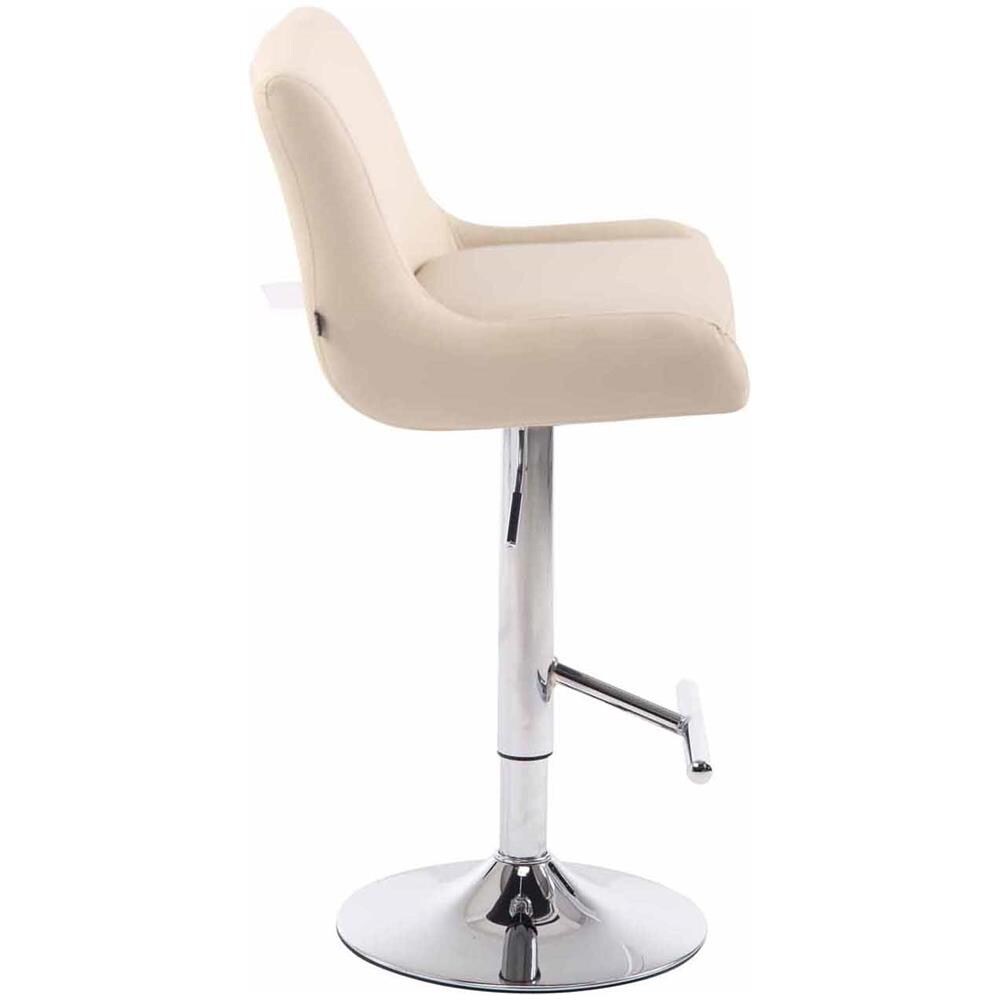 Set 2 Sgabelli Bancone Imbottiti Club in Similpelle - Coppia Sedie Alte Cucina con Schienale e Poggiapiedi, Altezza Regolabile 67-87 cm Crema - Foto 3