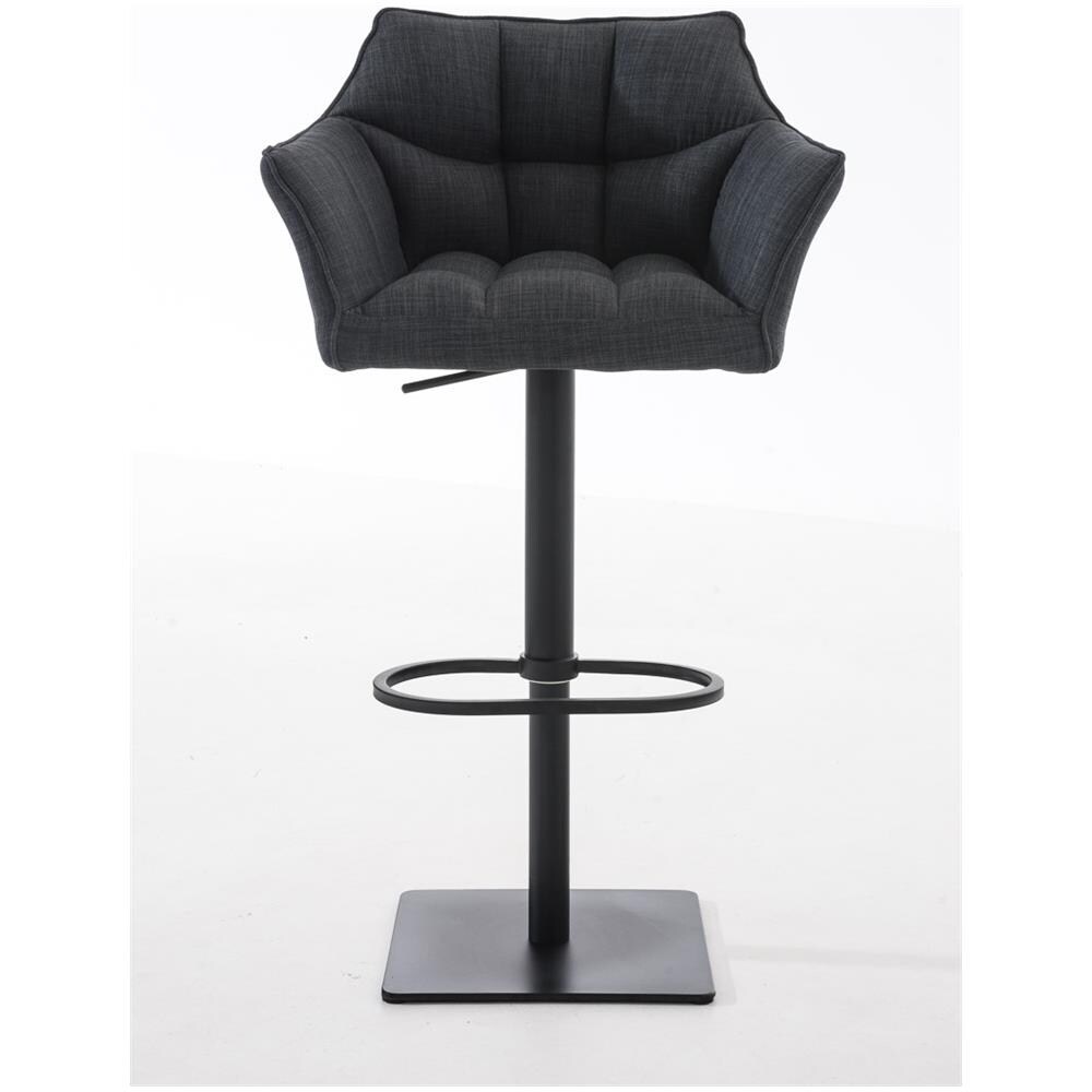 Sgabello Alto Bar Damaso I Sgabello Design Cucina Trapuntato in Tessuto con Braccioli E Schienale Imbottiti l Sedia Sgabello Bar Pub con Poggiapiedi Grigio Scuro Nero - Foto 2