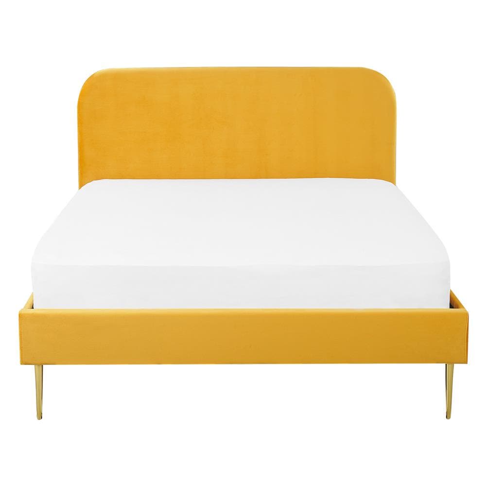 Letto In Velluto Giallo 140 X 200 Cm Flayat - Foto 2