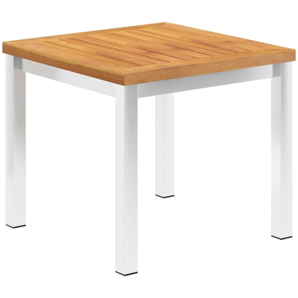 Tavolino Da Giardino 45x45x38cm In Legno Acacia E Acciaio Inox - Foto 1