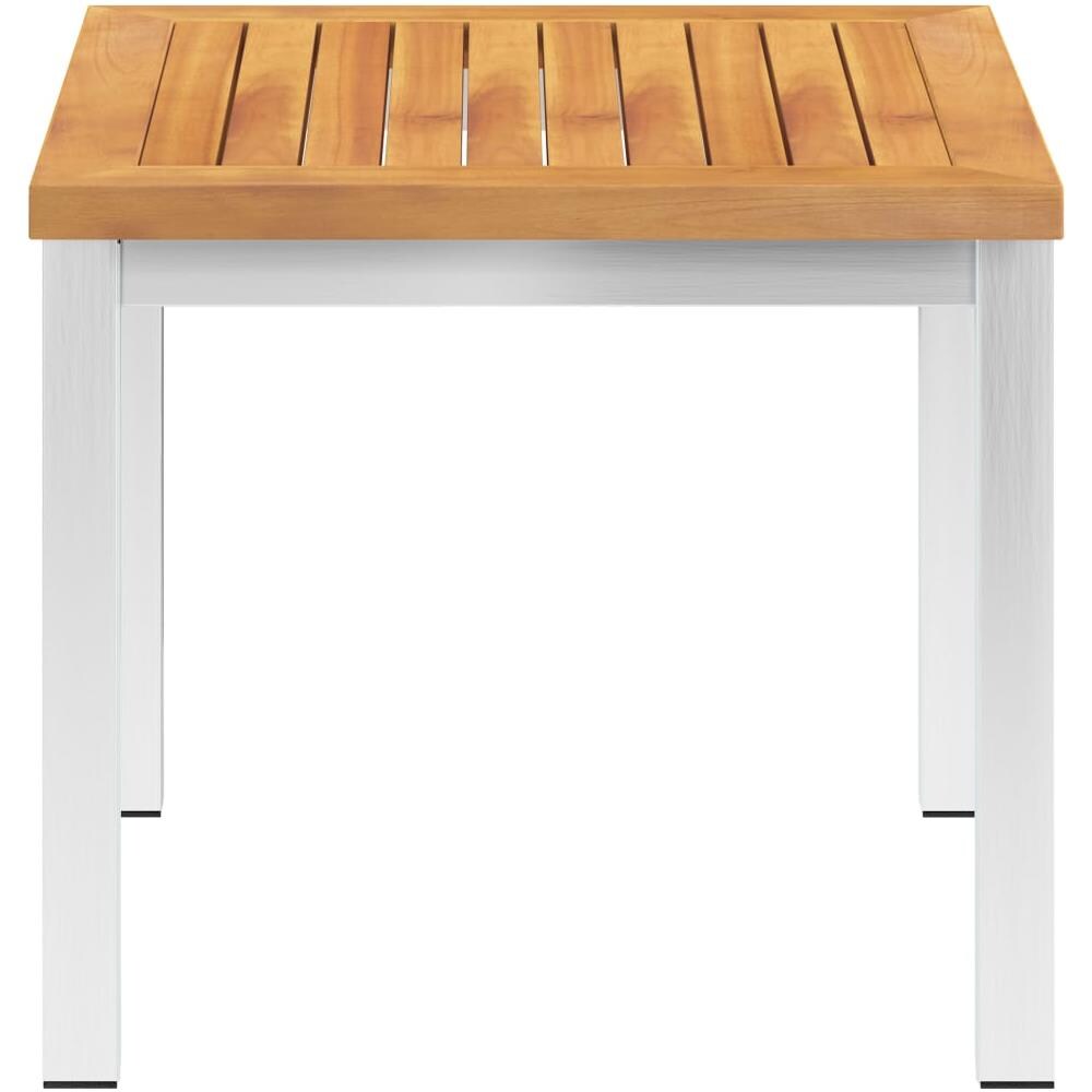 Tavolino Da Giardino 45x45x38cm In Legno Acacia E Acciaio Inox - Foto 2