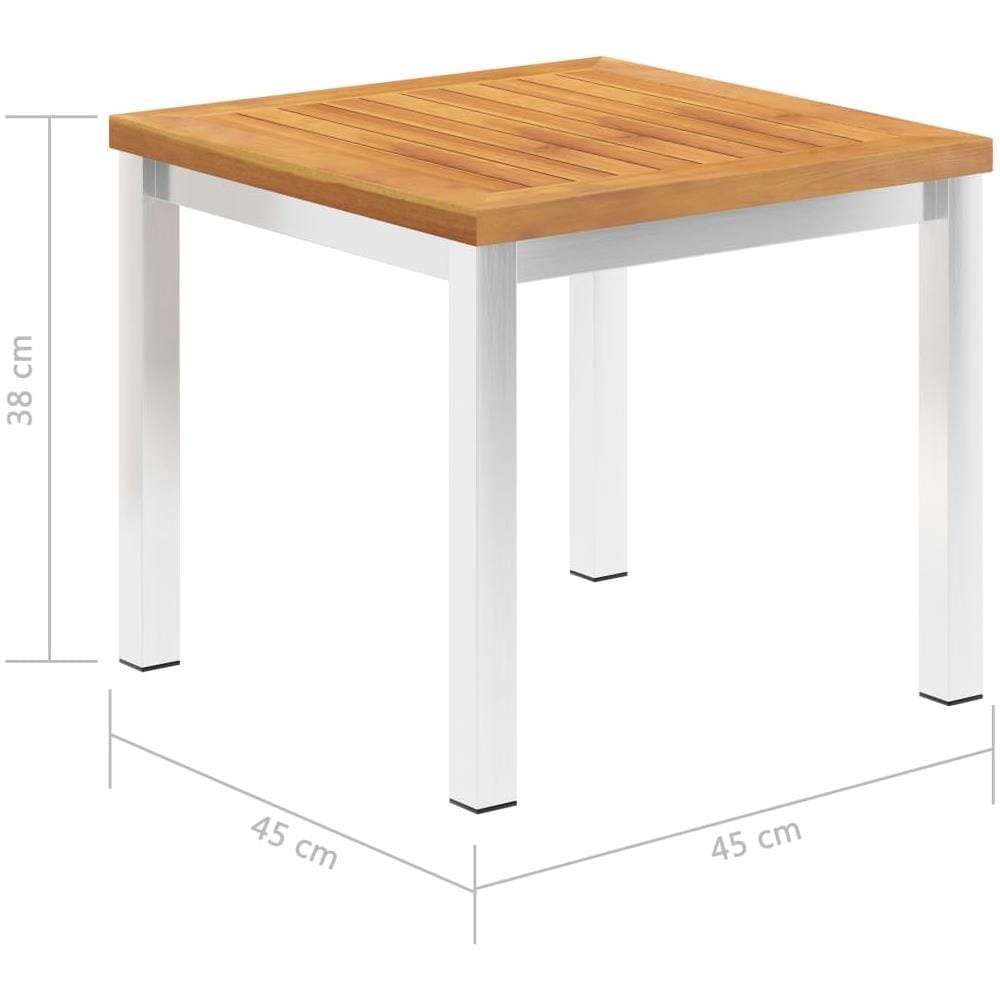 Tavolino Da Giardino 45x45x38cm In Legno Acacia E Acciaio Inox - Foto 5
