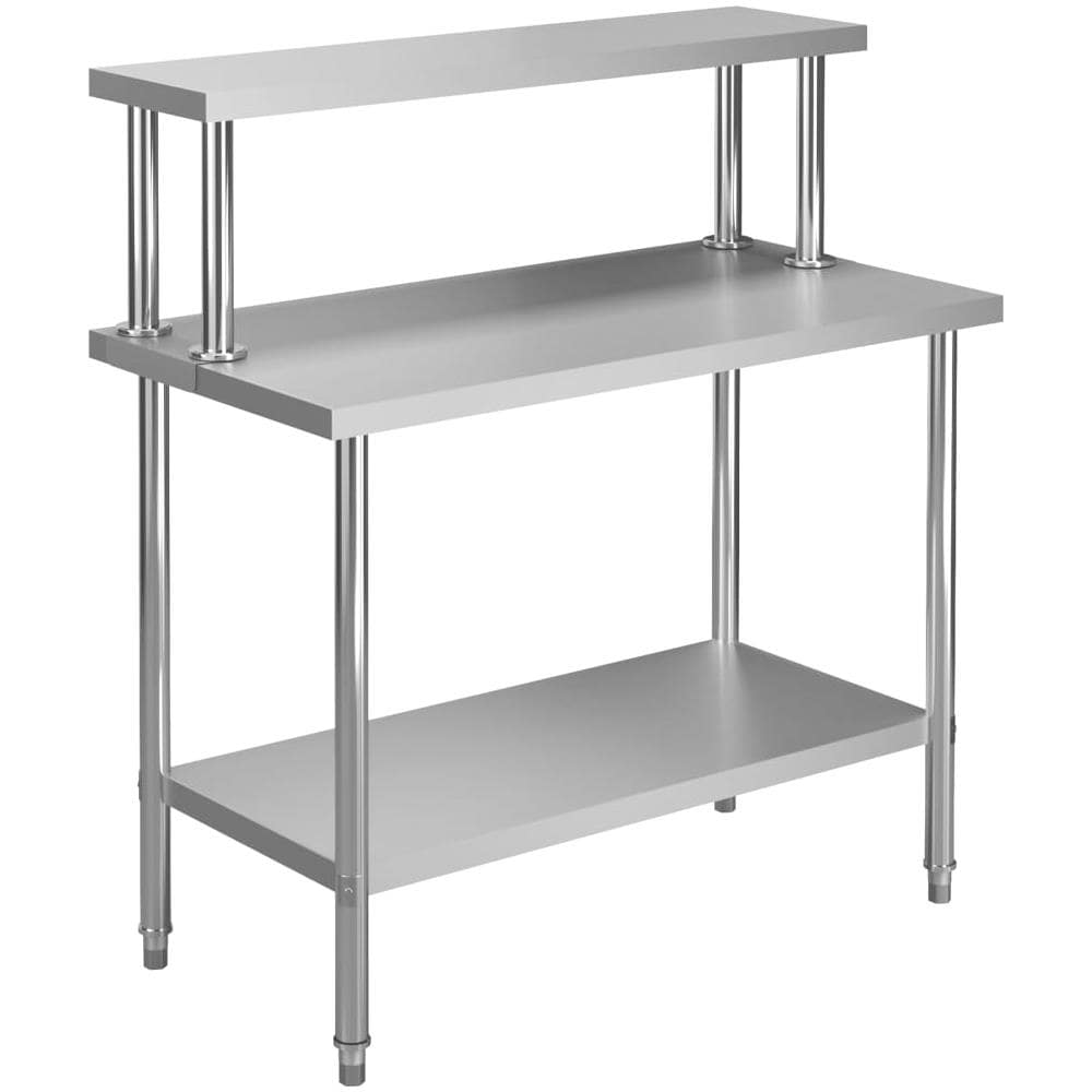 Tavolo Lavoro Cucina Con Mensola 120x60x120 Cm In Acciaio Inox - Foto 1