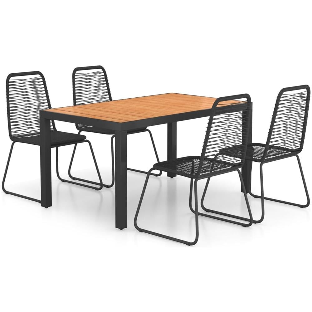 Set Da Pranzo Da Giardino 5 Pz In Rattan Pvc Nero E Marrone - Foto 1