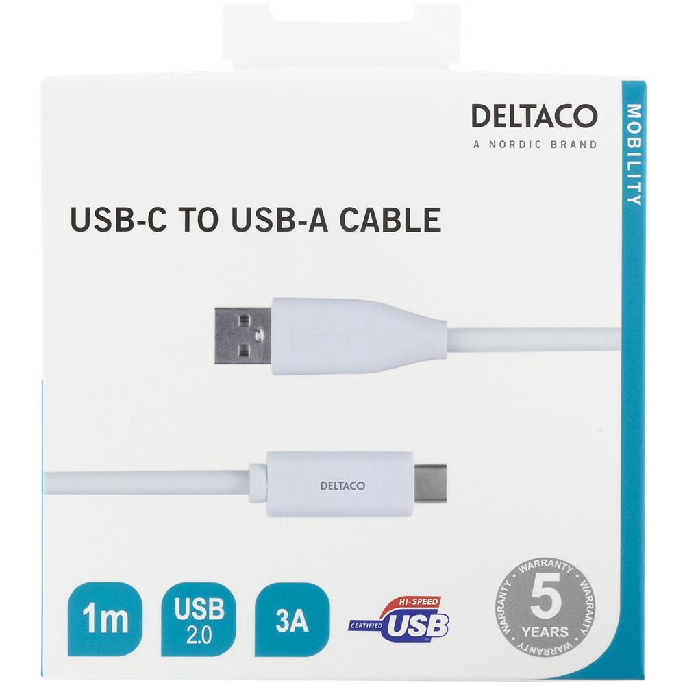Cavo Da Usb-a A Usb-c, 1m, 3a, Usb 2.0, Bianco - Foto 4